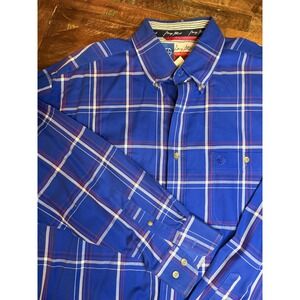 Wrangler George Strait Long Sleeve Blue Plaid Button Down Shirt Men's XL
